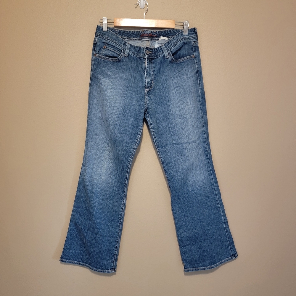 Eddie Bauer Bootcut Flared Jeans Womens 10 Blue Medium Wash Denim Mid‎ Rise